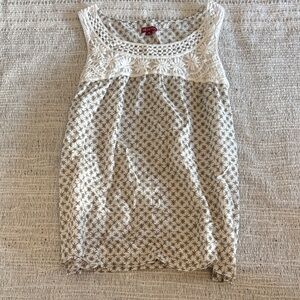 Merona Crochet Accent Top in Cream and Gray